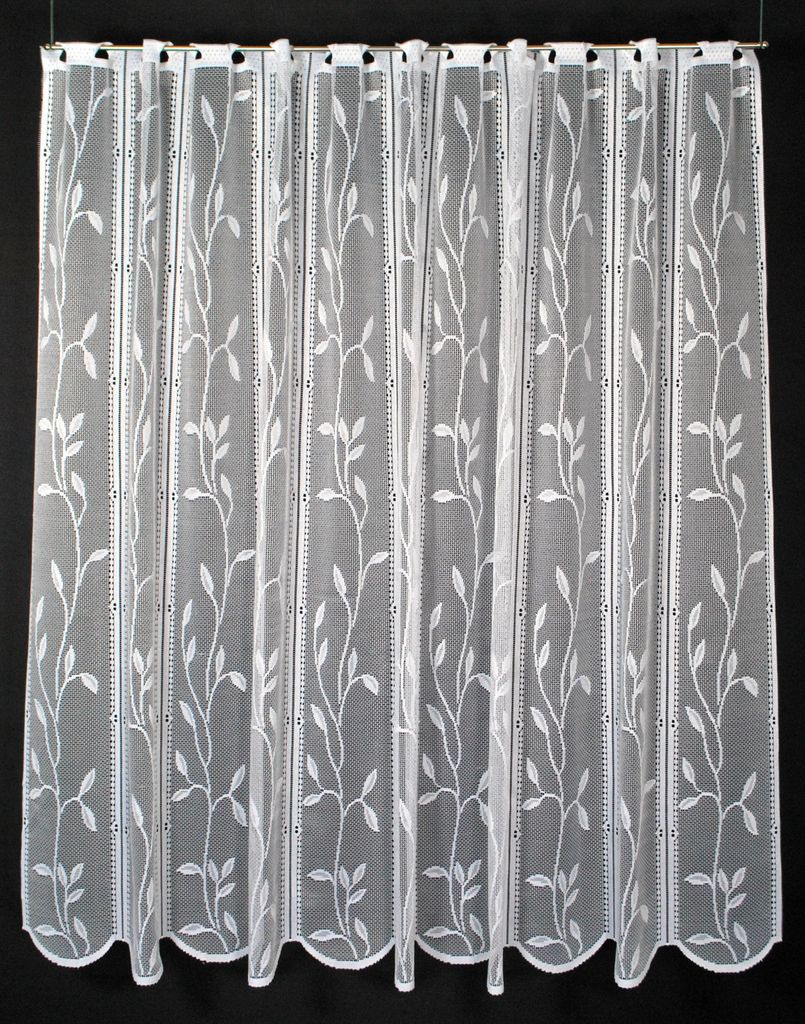 Gardinen Kranzusch Scheibengardine Raffrollo Blätterranke 120x1305 cm H/B Weiß Bistrogardine Vorhang Küche 1er Pack
