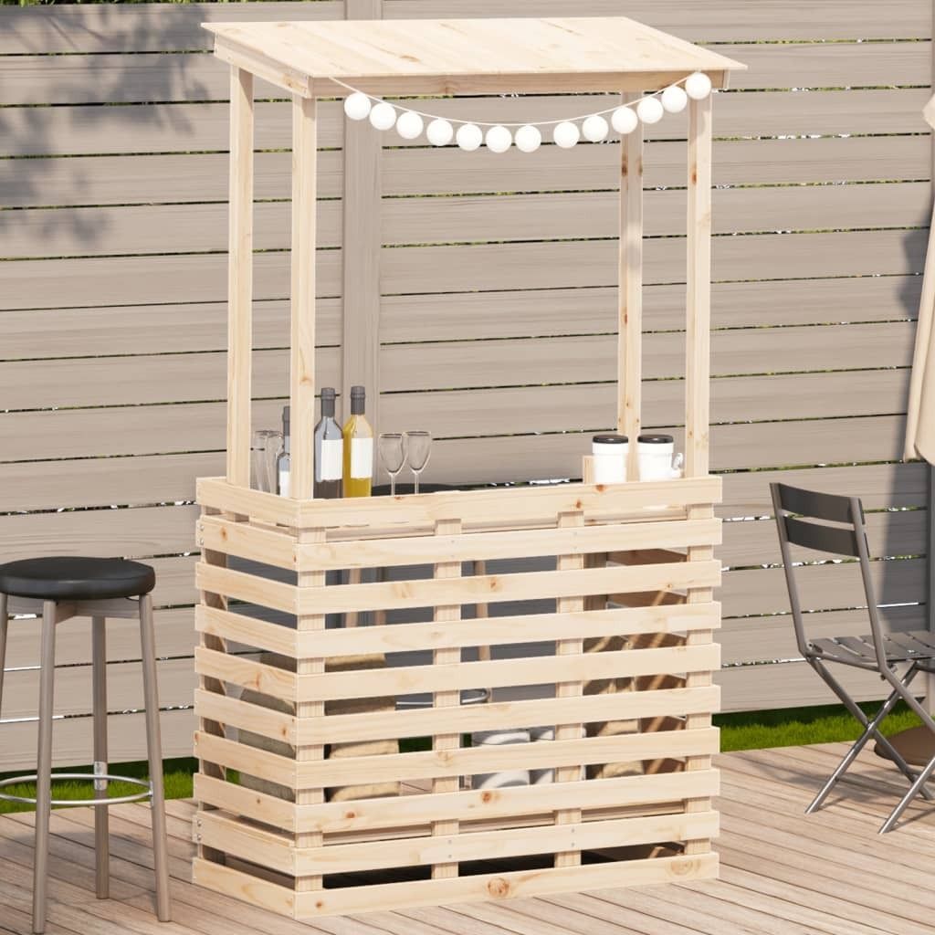 ZMH Gartenbar mit Dach 112,5x57x195,5 cm Massivholz Kiefer