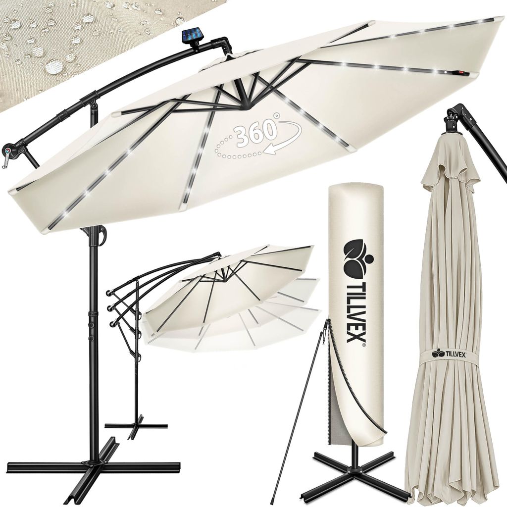 tillvex Zweefparasol Aluminium met LED Solar Ø 300 cm + Productafbeelding  AI-gegenereerde afbeelding