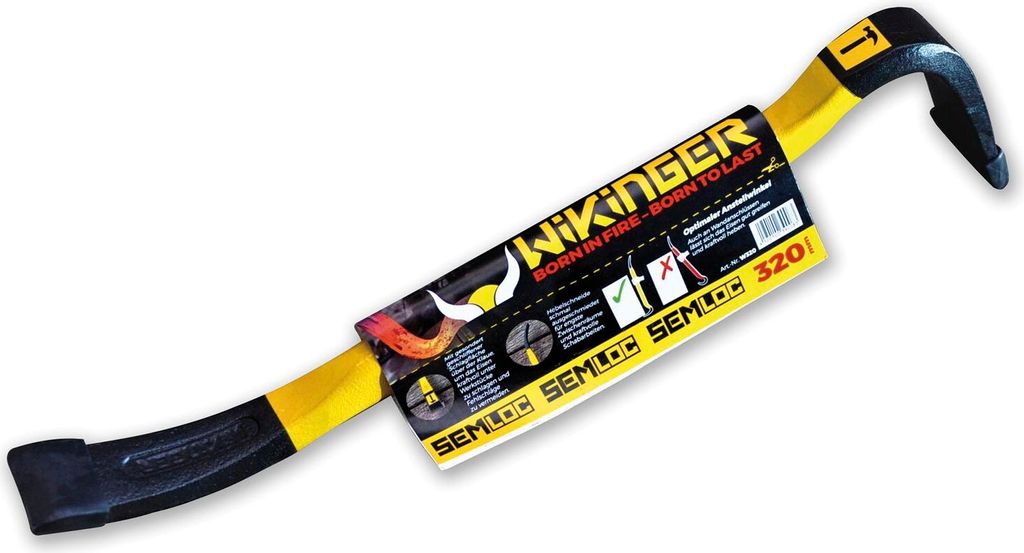 Semloc W320 Wikinger Nageleisen, Brecheisen Hebeleisen Nagelzieher, volle Kraftübertragung, gehärteter Stahlschaft, 320 mm