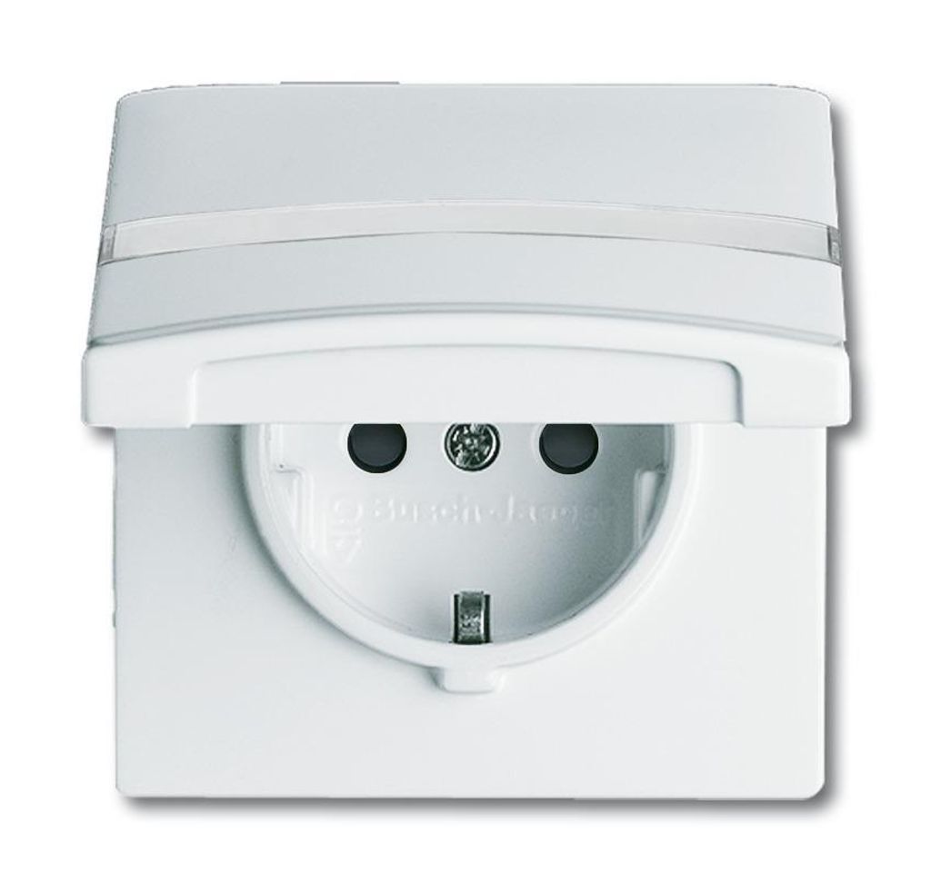 Busch-Jaeger 20 EUGKBN-32-101 SCHUKO Steckdosen-Einsatz, mit Klappdeckel und Beschriftungsfeld weiß