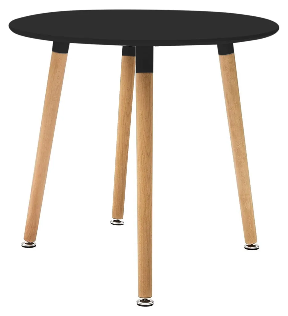 Table à manger ronde 80 cm Avignone en bois noir pour petit espace