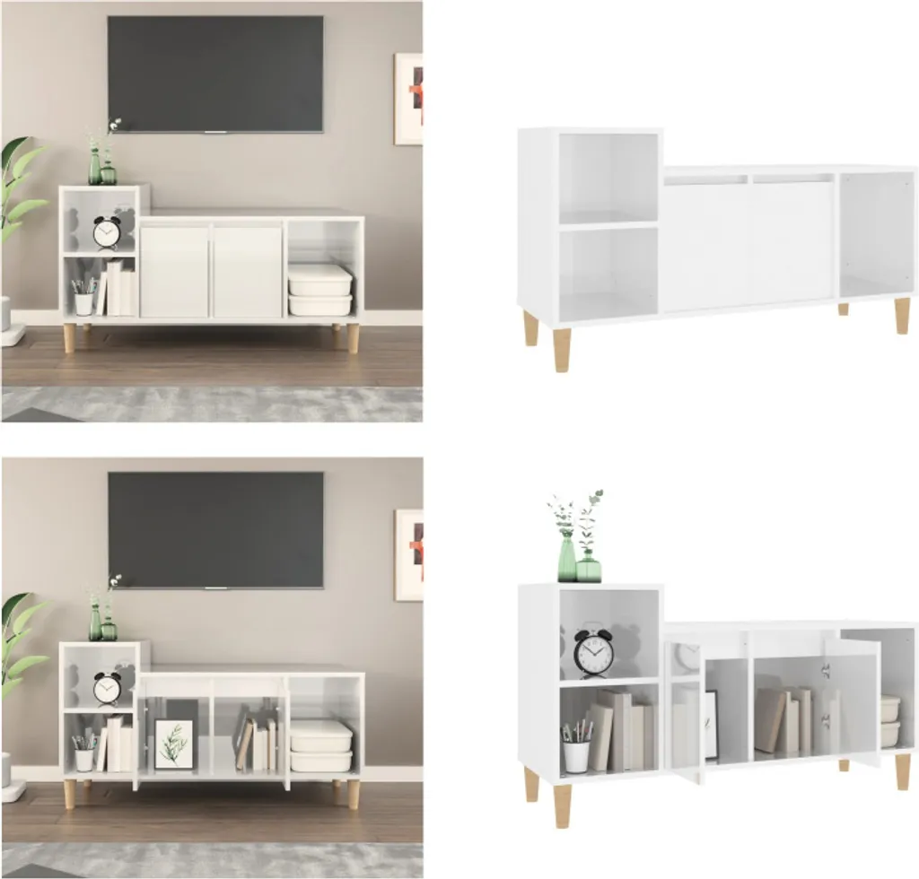 vidaXL Mobile Porta TV Bianco Lucido 100x35x55 cm | Offerta Online