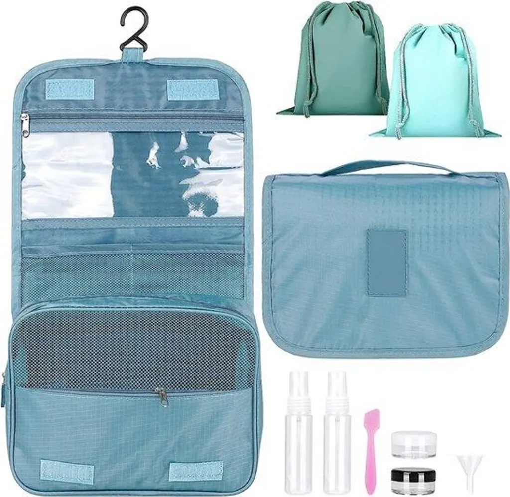 Set de trousses de toilette et organiseurs de voyage bleus - 9 pcs