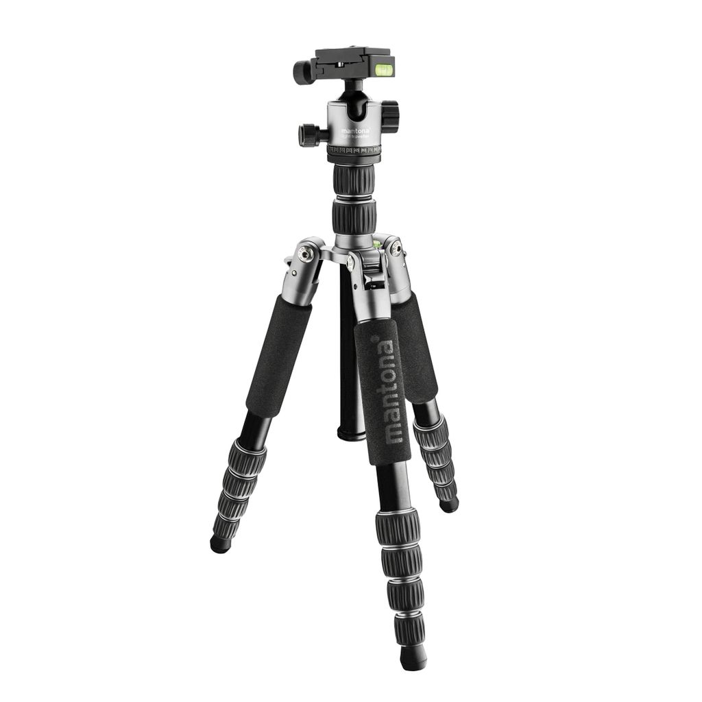 Mantona light traveller treppiede da viaggio nero grigio Immagine del prodotto 