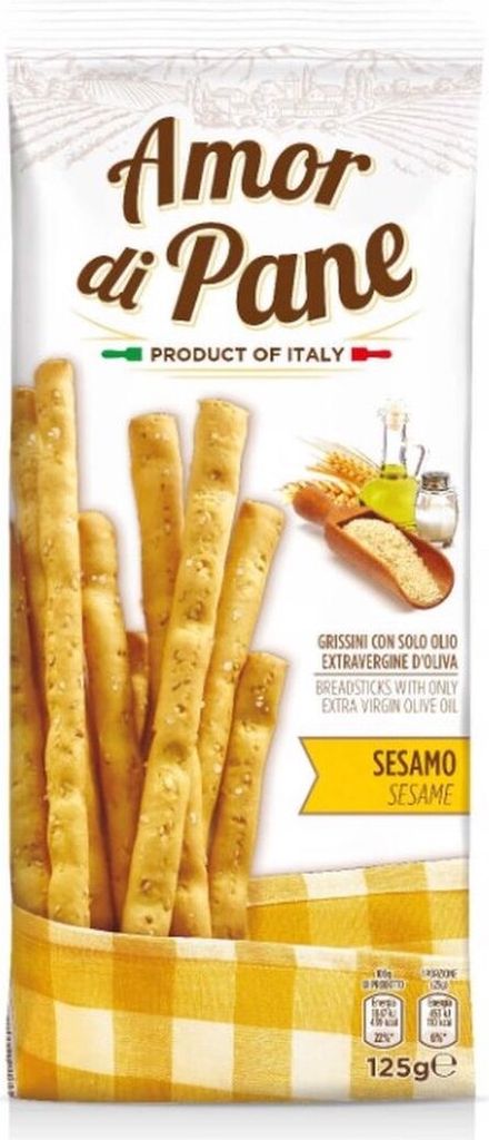 Amor di Pane knusprige Grissini mit Olivenöl und Sesam Produktbild 