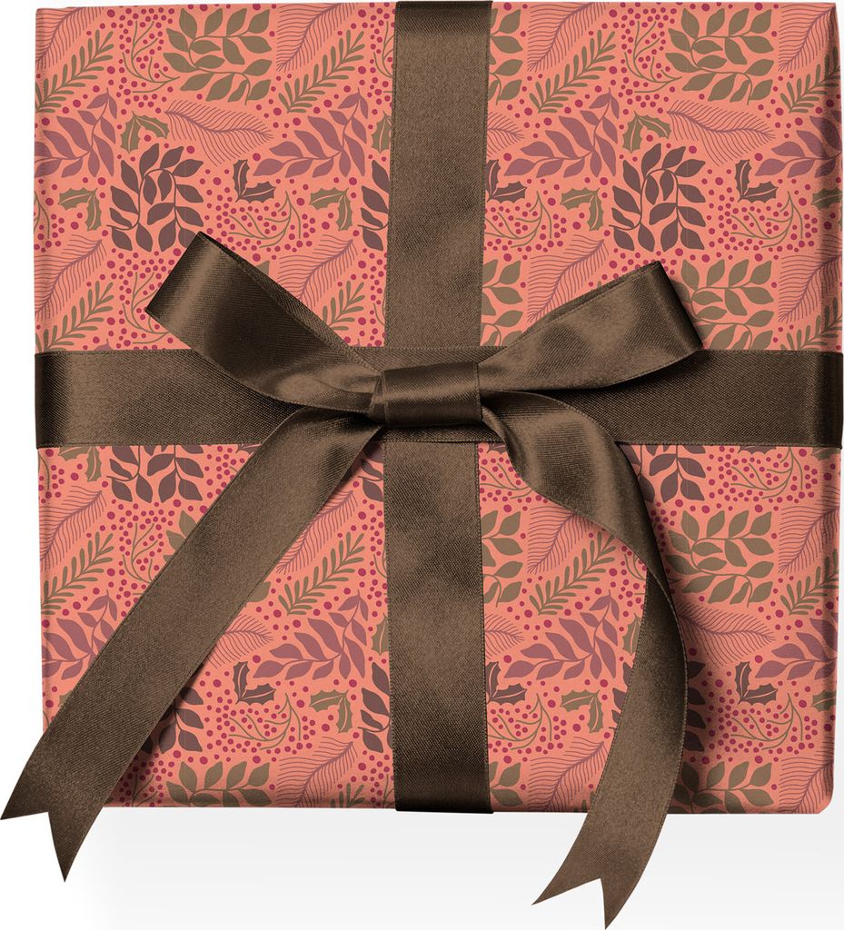 Feines Geschenkpapier: edles Geschenkpapier mit Weihnachts-Blattwerk, rot - G22102, 32 x 48cm