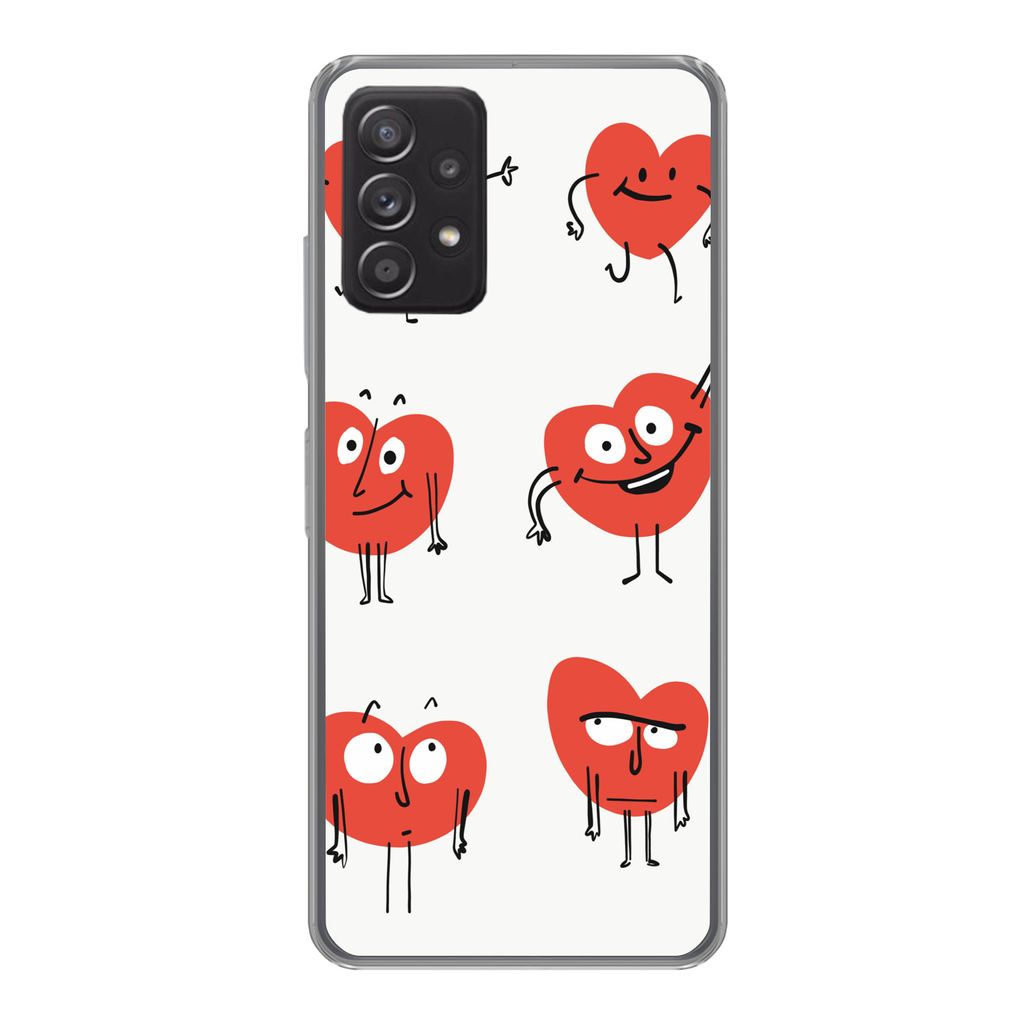 MuchoWow Handyhülle Schutzhülle Hülle für Samsung Galaxy A33 5G Eine Illustration von neun Herzen mit Emotionen Silikon Softcase Handy Hülle...