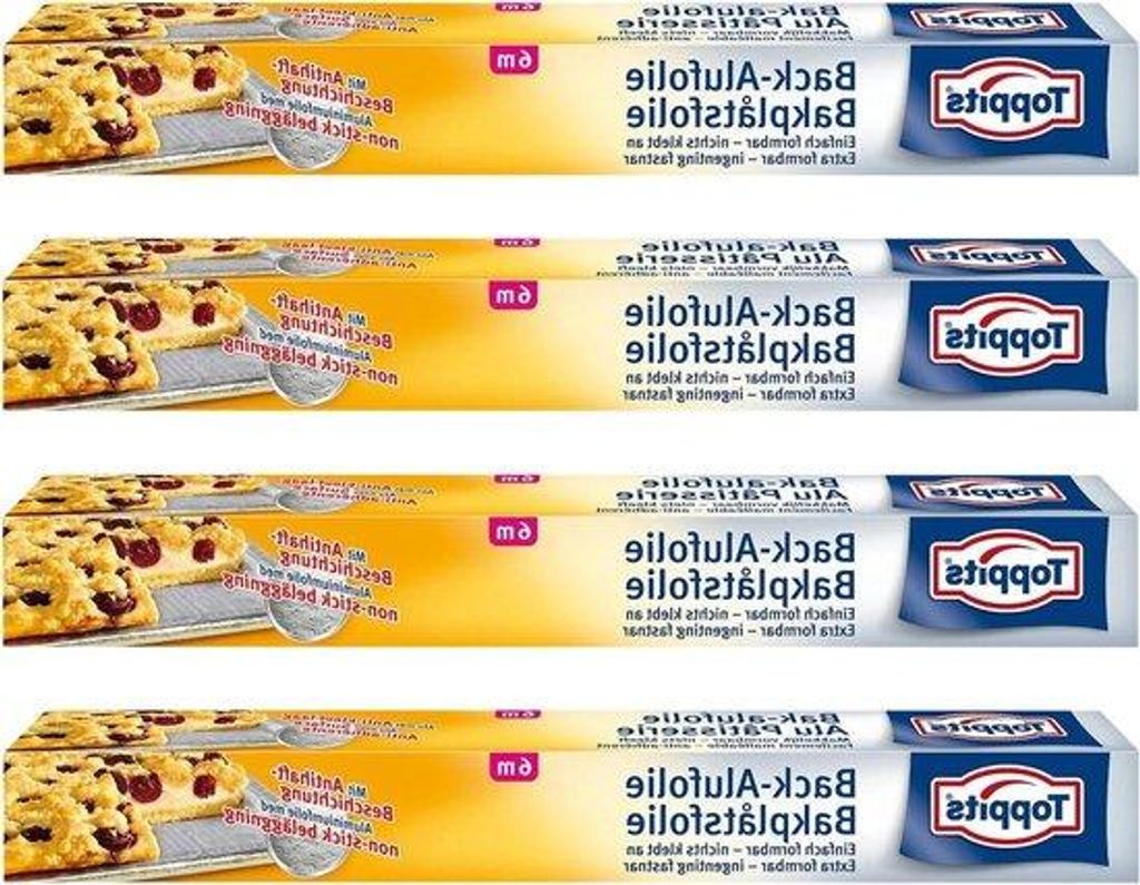 Aluminiumfolie 6m x 37cm 4er-Pack Küchenbedarf Lebensmittel bewahren