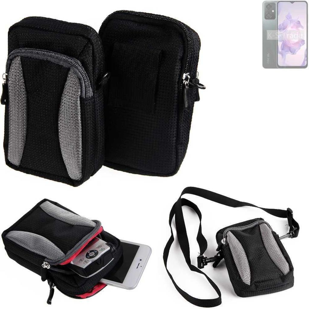 K-S-Trade Holster Schutz Hülle kompatibel mit Blackview Oscal Tiger 10 Handy Hülle Gürteltasche Umhängetasche mit Zusatzfach schwarz
