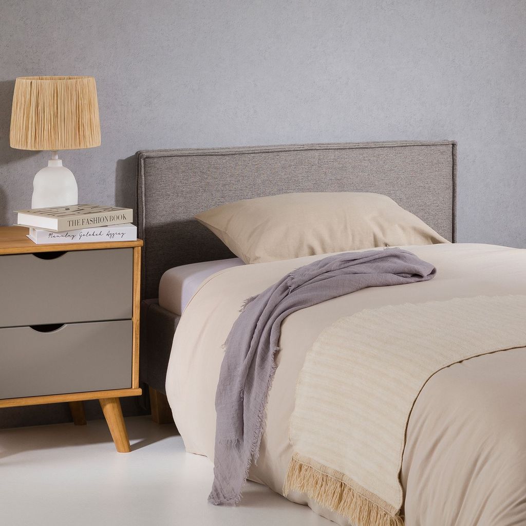 Kopfteil ANISA gepolstert 90cm grau – elegantes Bettkopfteil in Melange-Optik, Headboard mit Stoffbezug, langlebig und bequem, Bettrückwand