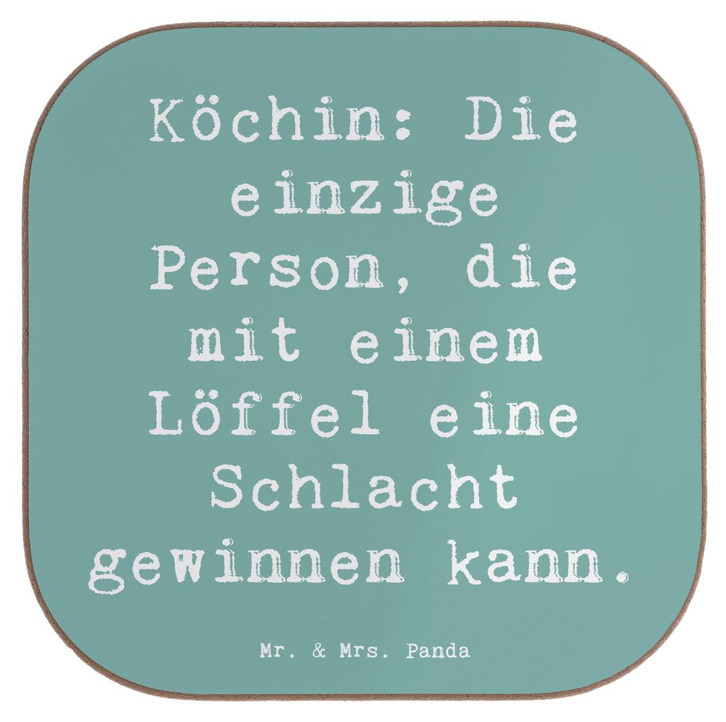 Mr. & Mrs. Panda Tischuntersetzer Spruch Köchin Stärke - Meeresbrise - Geschenk, Untersetzer Glas, handgefertigte Geschenke, Berufe, für Gläser...