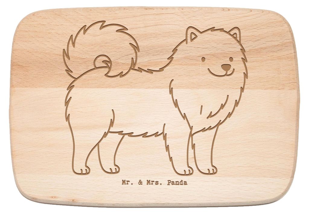 Mr. & Mrs. Panda Holzbrett Samojede Moment - Transparent - Geschenk, Küchenbrett, Samojedenspitz, Schneidebrett, jausenbrett, Samojedenhund, Früh...
