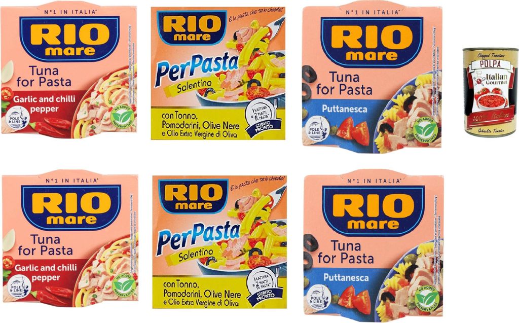 Rio Mare Per Pasta Testpaket Thunfischfur Pasta 12x 160g + Italian Gourmet polpa 400g
