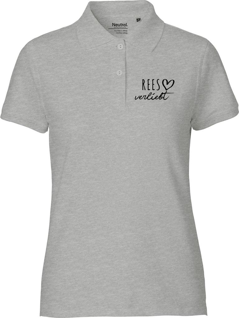 Huuraa Damen Polo Shirt Rees verliebt L Sport Grey Bio Baumwolle Fairtrade Poloshirt Geschenkidee
