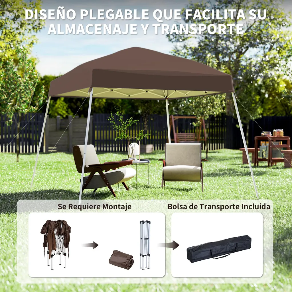 Pavillon de Jardin Chocolat à Hauteur Réglable avec Tissu Imperméable - 4