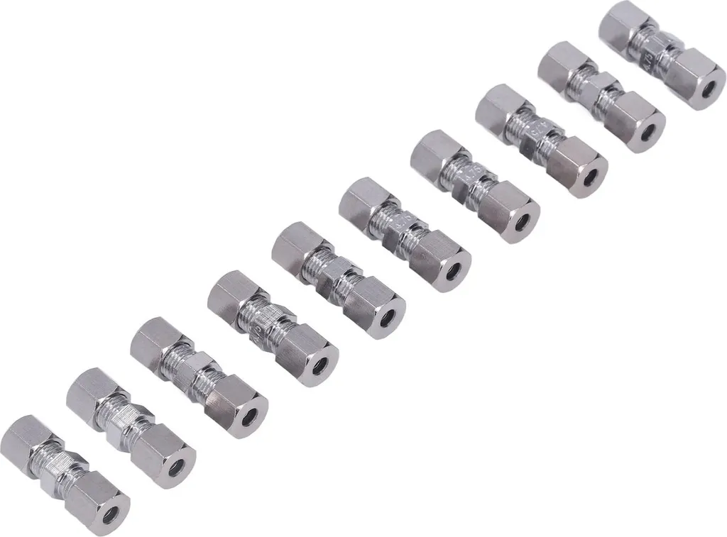 10 raccordi per tubi freno, raccordo in rame cromato per tubi con diametro di 4,75 mm