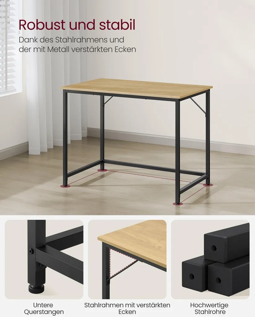Bureau avec structure métallique moderne - Modèle Loft Industriel - Noir - 4