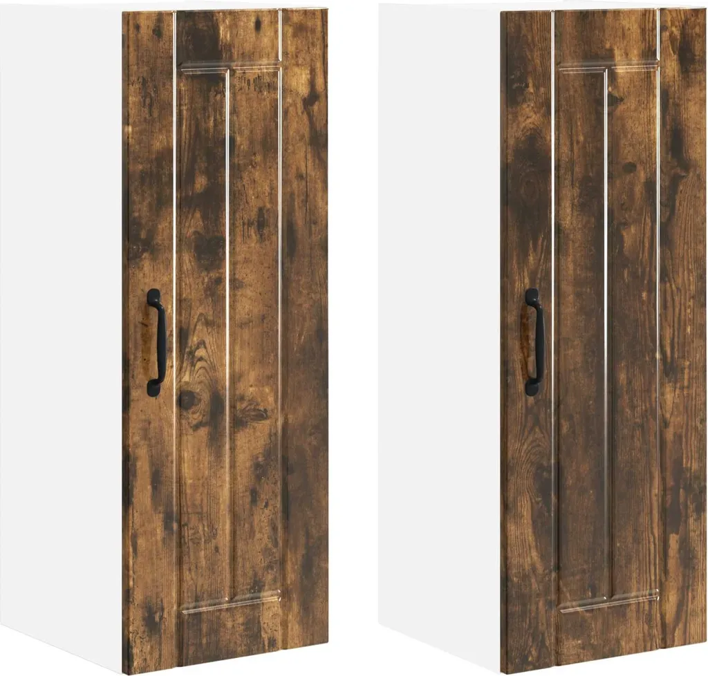 Set 2 Mobili Pensili Cucina vidaXL Rovere Fumé 30x31x80cm Offerta
