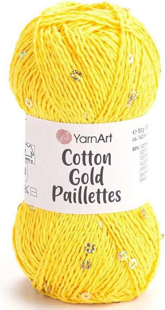 Yarnart Baumwolle Gold Paillettes 7106 - Leuchtend Gelb mit Produktbild 
