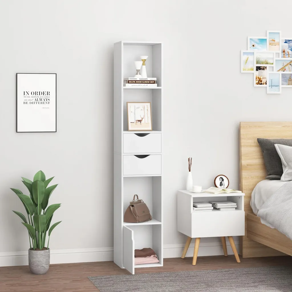 Bibliothèque gain de place 158cm pour petits espaces avec rangements