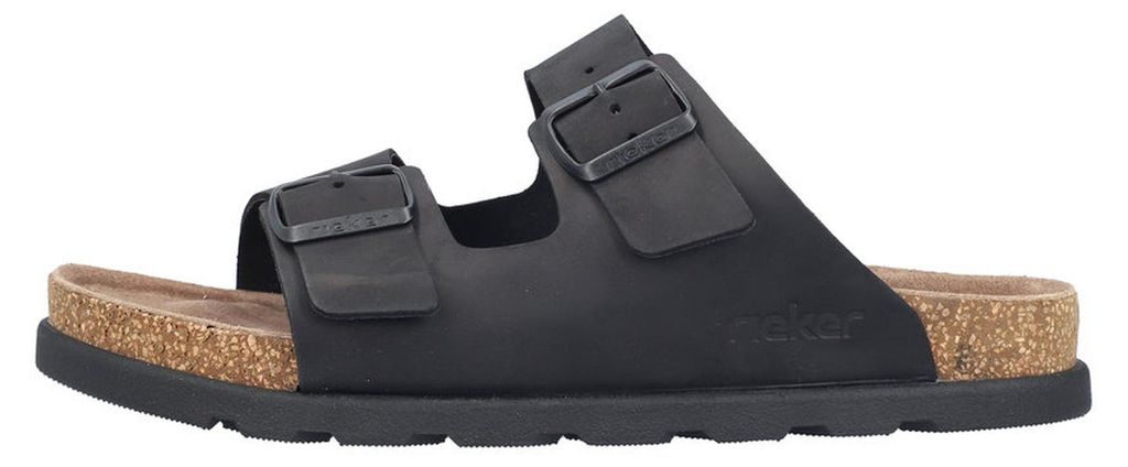 Rieker Herren Pantolette Leder Zweiriemer in Extraweite H 21190, Größe:46 EU, Farbe:Schwarz