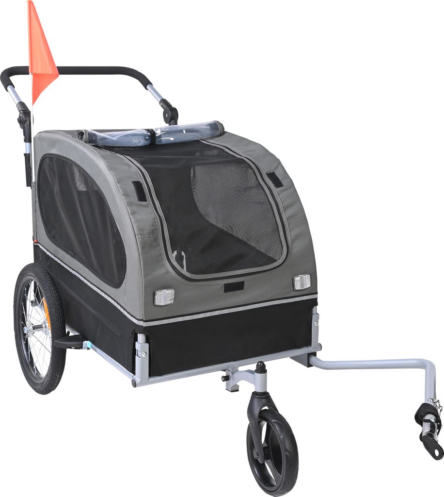 SucceBuy Fahrradanhänger für Hunde, 40 kg Tragkraft, 2-in-1-Kinderwagen, leicht zusammenklappbarer Rahmen, Universalkupplung, Reflektoren, Flagge...