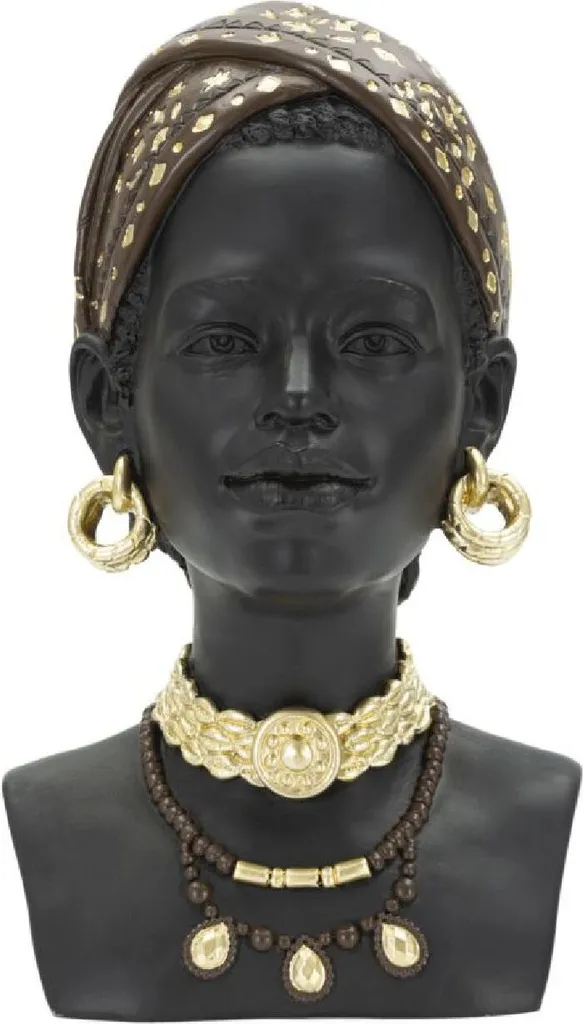 Décoration Ethnique Chic : Buste Massai Femme Noir 30cm Mauro Ferretti