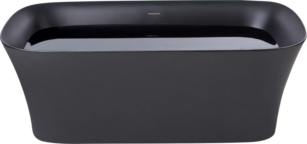 BELIANI Badewanne Matt Schwarz Acryl Freistehend Oval 160 x 75 cm mit Überlauf Ablaufgarnitur ohne Armatur s Modernes Design für 1 Person