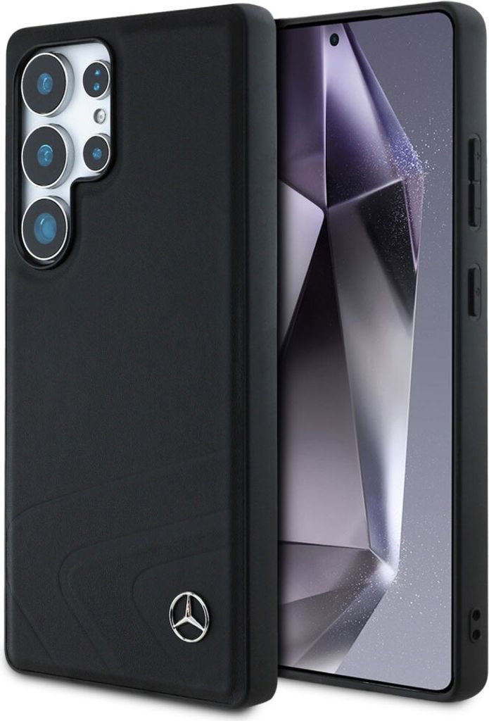 Mercedes Leder Horizontale Prägung Kurven MagSafe Hülle für Samsung Galaxy S25 Ultra - Schwarz