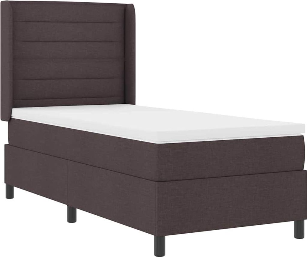 vidaXL LED Boxspringbett mit Matratze Dunkelbraun 90 x 190 cm Stoff