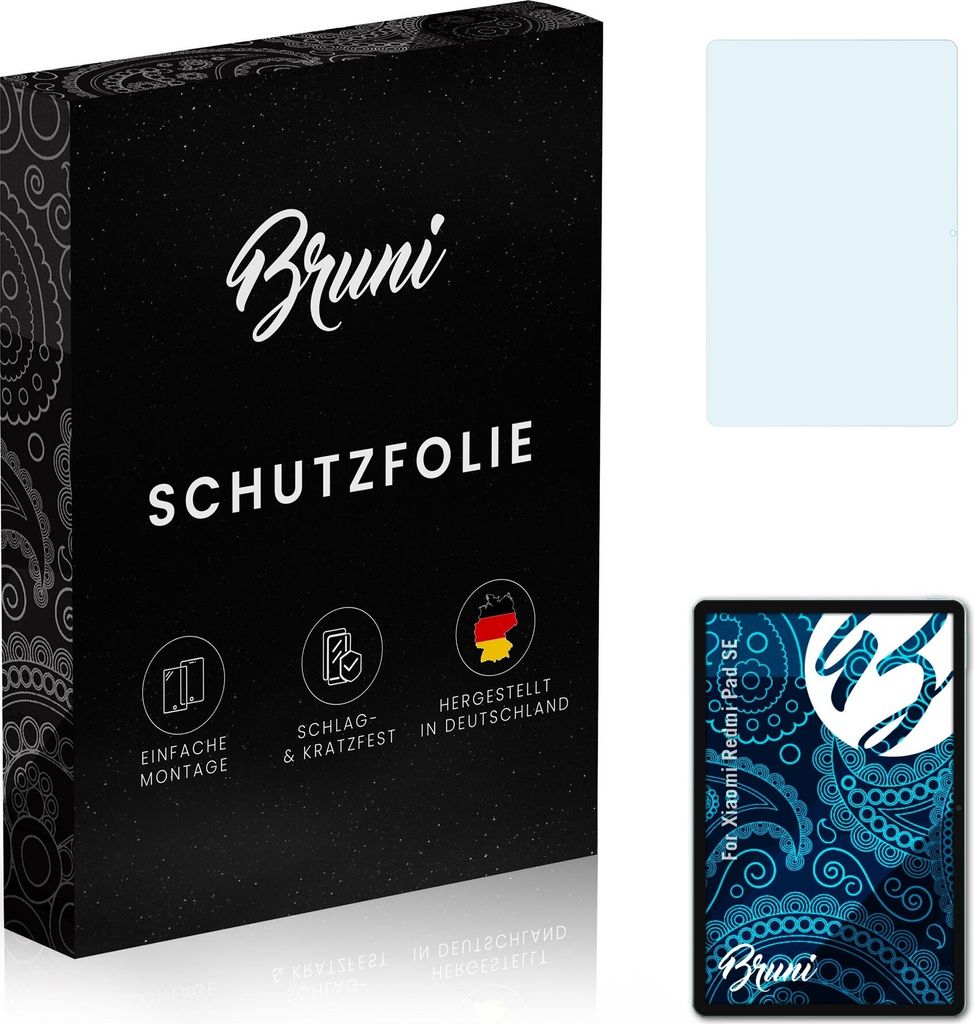 Bruni Basics-Clear 2x Schutzfolie kompatibel mit Xiaomi Redmi Pad SE (11 Inch) Folie