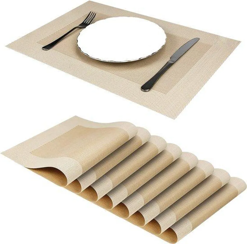 Set de table individuel en vinyle beige imperméable et thermo-résistant