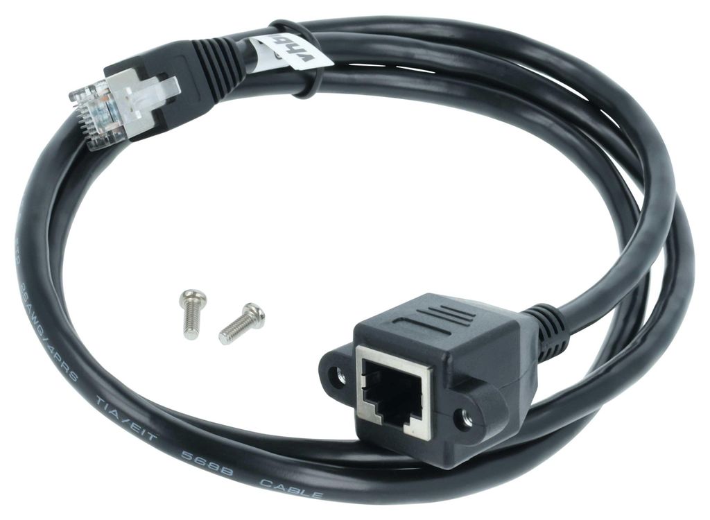 vhbw Ethernet LAN Verlängerungskabel RJ45 Stecker auf Buchse - Cat6 Verlängerung mit Einbaubuchse, 1 m Schwarz