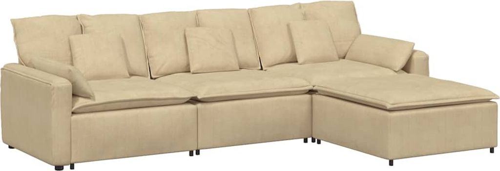 vidaXL Modulares Sofa mit Fußhocker und Kissen Graugrün