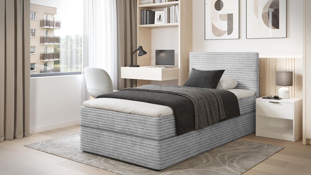 Kontinentální jednolůžková postel 100x200 ORVEXA 1 - světle Obrázek produktu 