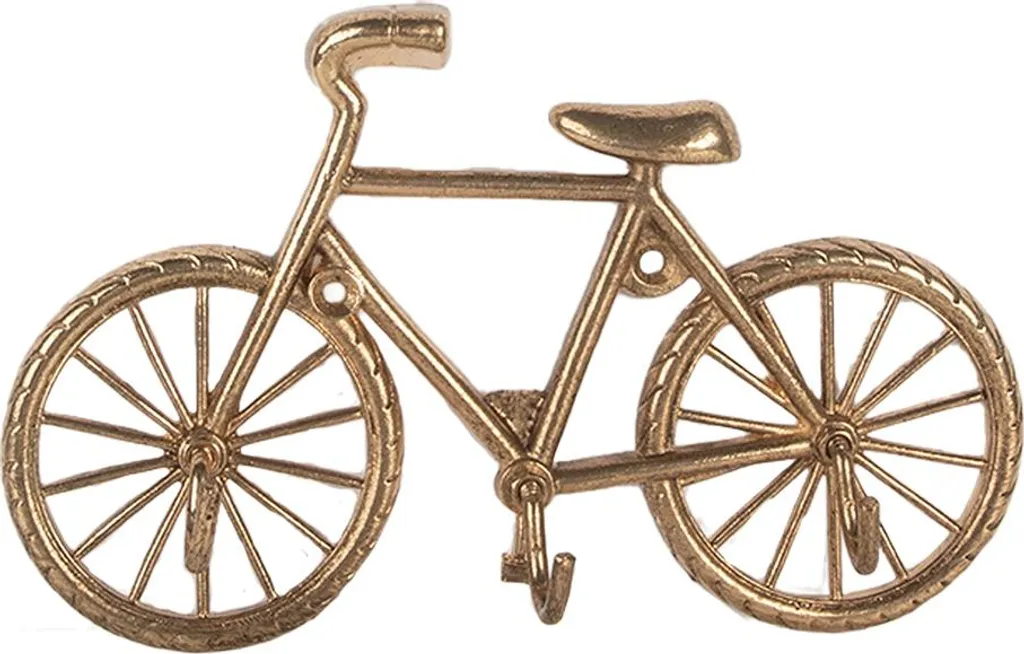 Petit porte-manteau vélo 19 cm métal doré chic avec 3 patères solides