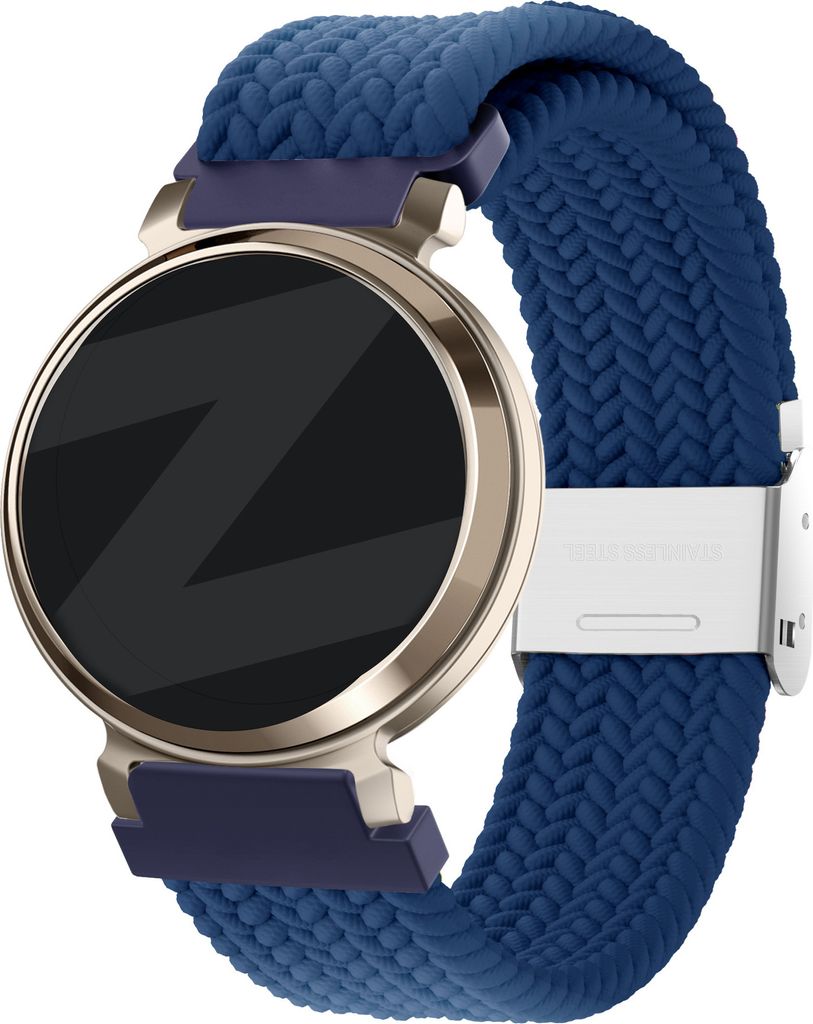 Bandz geflochtenes Nylonband 14 mm – Hochwertiges dehnbares Nylonband mit Klemmverschluss passend für Garmin Lily 2 (nur zweite Version) – Blau