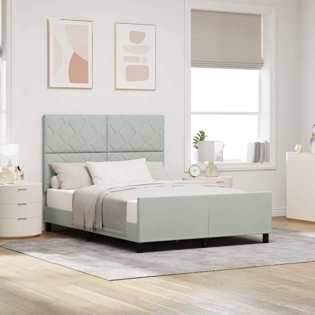Maison Exclusive - Boxspringbett mit Kopfteil Hellgrau 140 x 190 cm Samt