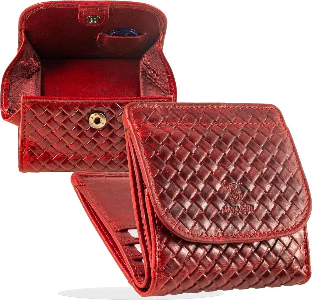 Mini Geldbörse Portmonee Brieftasche Herren Klein Leder | Kleines Portemonnaie Geldbeutel Damen mit RFID Blocker | Geldtasche Geschenkverpackung