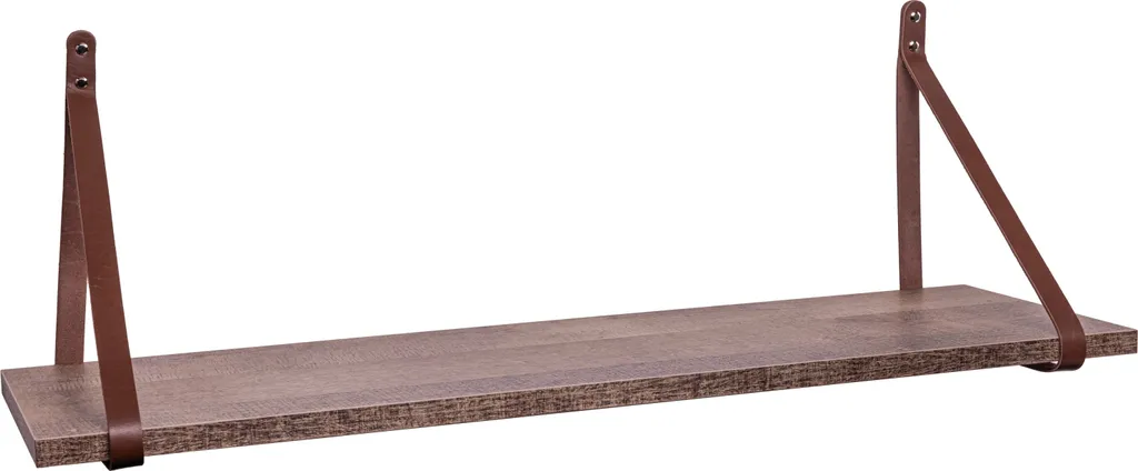 Scaffale Sospeso ABRATO Rovere Grange 60x25 e Cinghie Marroni