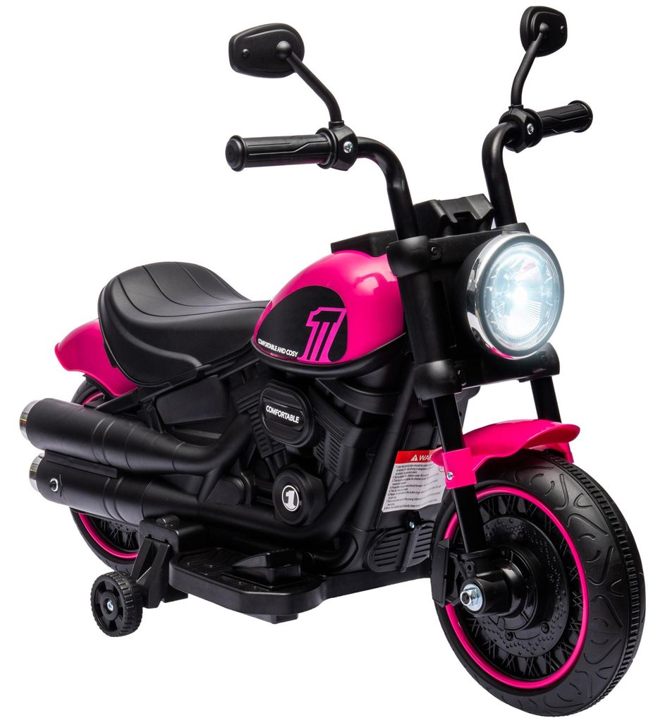 Elektro-Kindermotorrad mit Stš¹tzr?dern. Scheinwerfer. 1.5 bis 3 km/h. fš¹r Kinder 1.5 bis 3 Jahren. pink