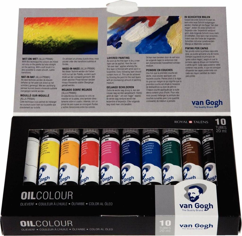 Van Gogh Ölfarbe Basis Set mit 10 Farben in 20ml Tuben Produktbild 