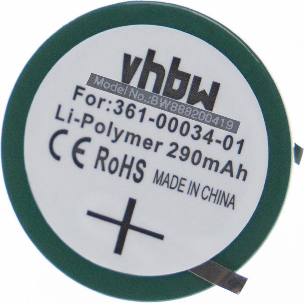 vhbw Akku Ersatz für Garmin 361-00034-00, PD3048 für Smartwatch Uhr Fitnessarmband (290 mAh, 3,7 V, Li-Polymer) Knopfzellenakku