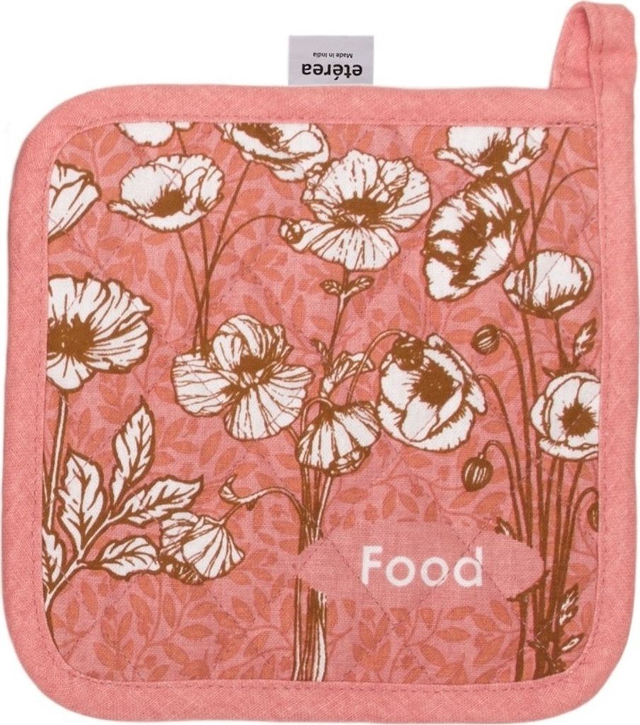Sterzbachs Topflappen Baumwolle - Floral Blumen Weiß Koralle - 100% Baumwoll Wattierter - Rosa