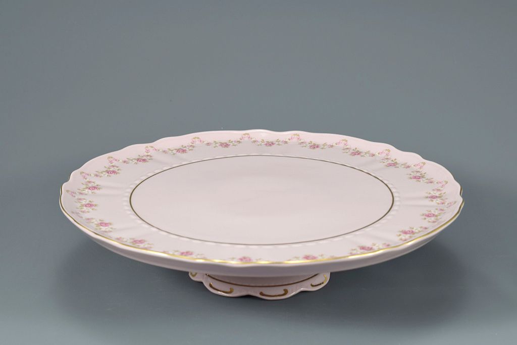 Sonata, talerz na ciasto, 26 cm, różowa porcelana, kwiaty, Zdjęcie produktu 