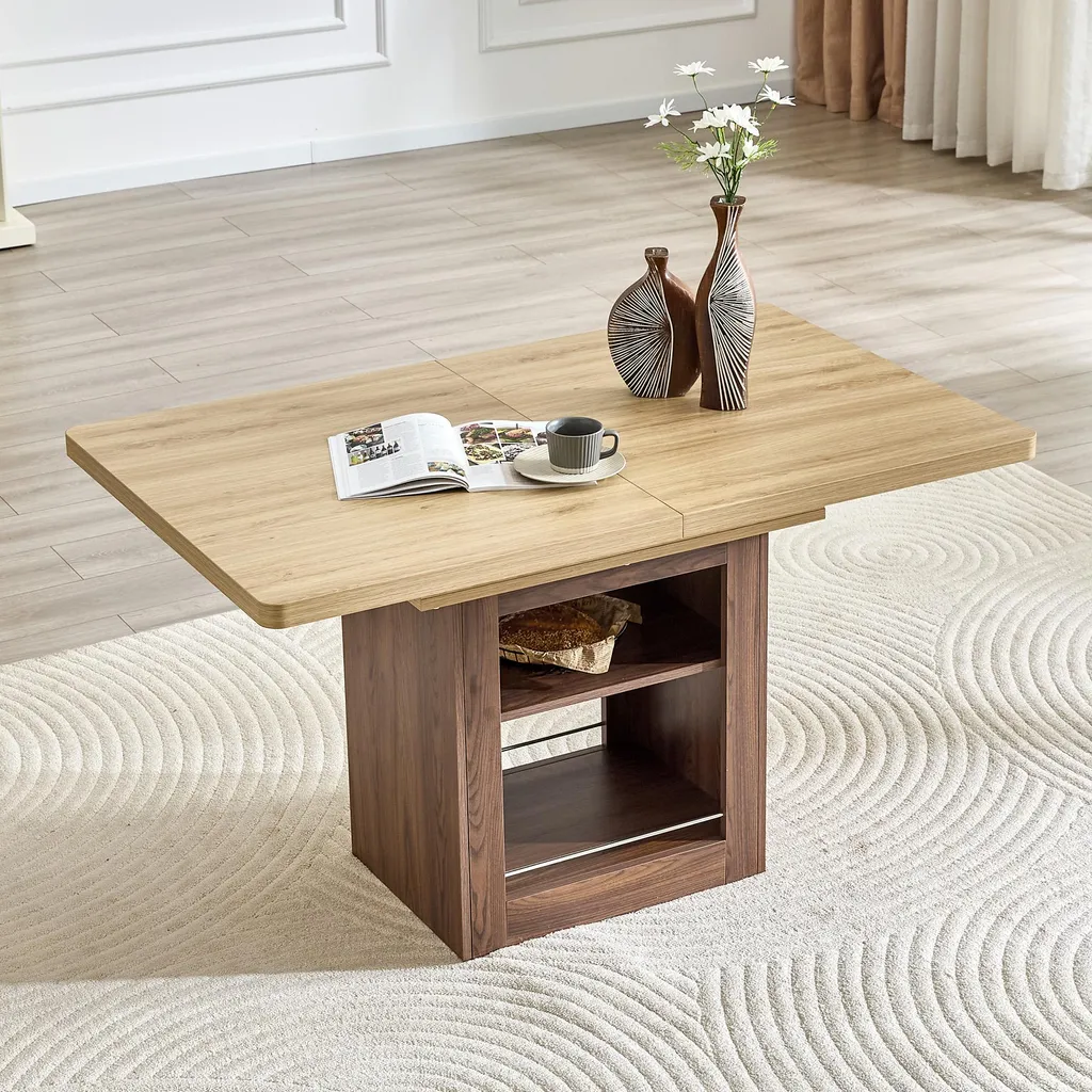 Table à manger gain de place extensible 130-160 cm avec rangement caché - 4