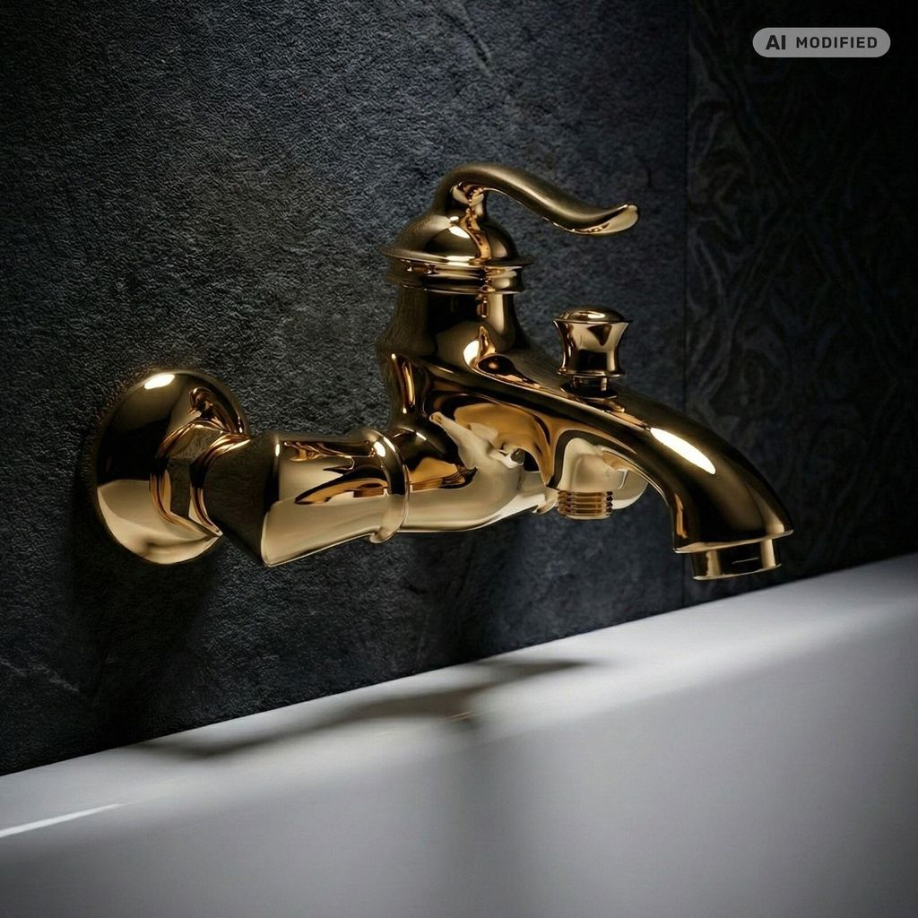 PaulGurkes Gold Wannenarmatur Aufputz Retro Nostalgie Produktbild 