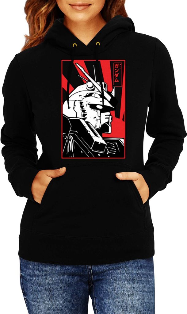 Damen Kapuzenpullover Japan Manga Anime Comics Mobile Suit Gundam 02, Lady L / Schwarz