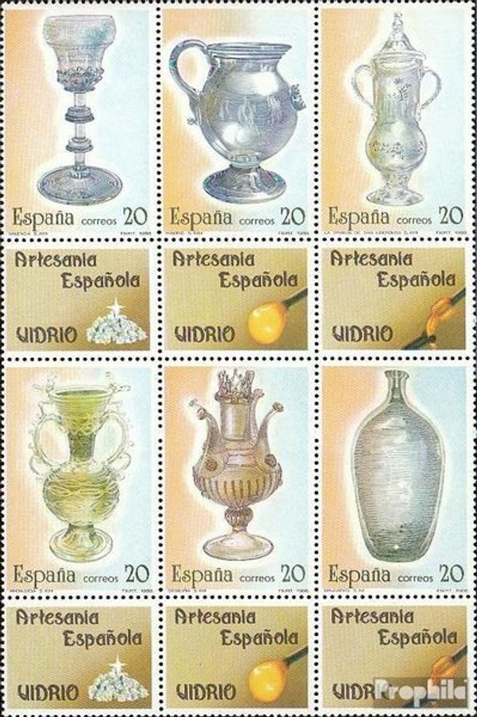 Briefmarken Spanien 1988 Mi 2820-2825 Zwölferblock (kompl.Ausg.) postfrisch Kunsthandwerk